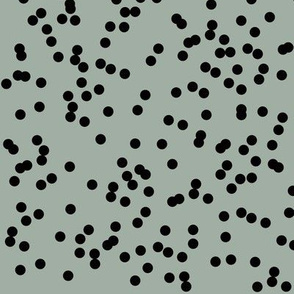 Confetti dots - black dots on dusty green kale autumn || by sunny afternoon