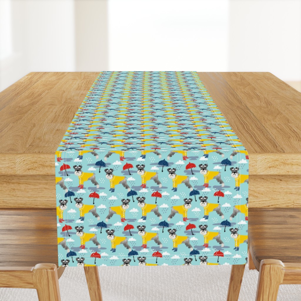 schnauzer raincoat dog fabric pattern spring  light blue