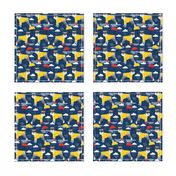 schnauzer raincoat dog fabric pattern spring navy