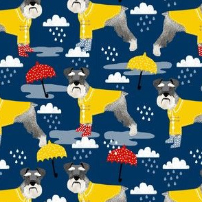 schnauzer raincoat dog fabric pattern spring navy