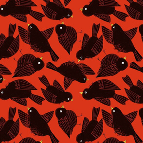 Blackbirds on Red