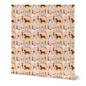 Pitbull wine champagne pattern dog breeds fabric peach