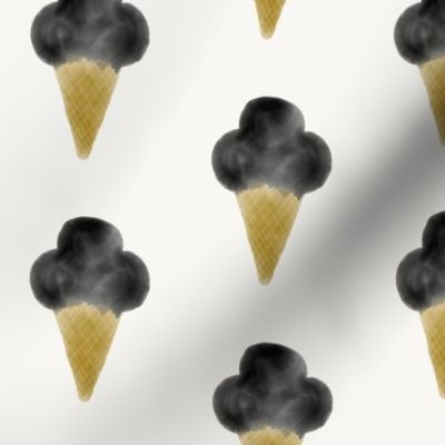 Watercolor ice-cream - ice-cream cone, watercolor abstract, hand drawn ice-cream, black and mustard summer fun