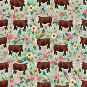 Hereford cow floral mint