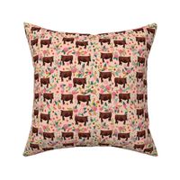 Hereford cow floral pink