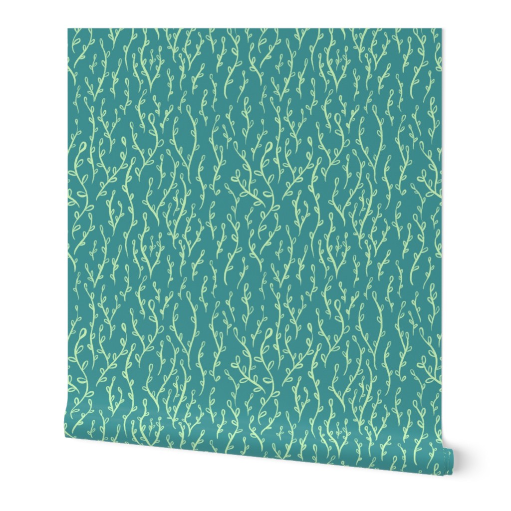 Mint Foliage on a Teal Background