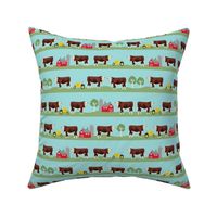 Hereford farm cow pattern cute mid blue