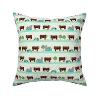 Hereford farm cow pattern cute mint