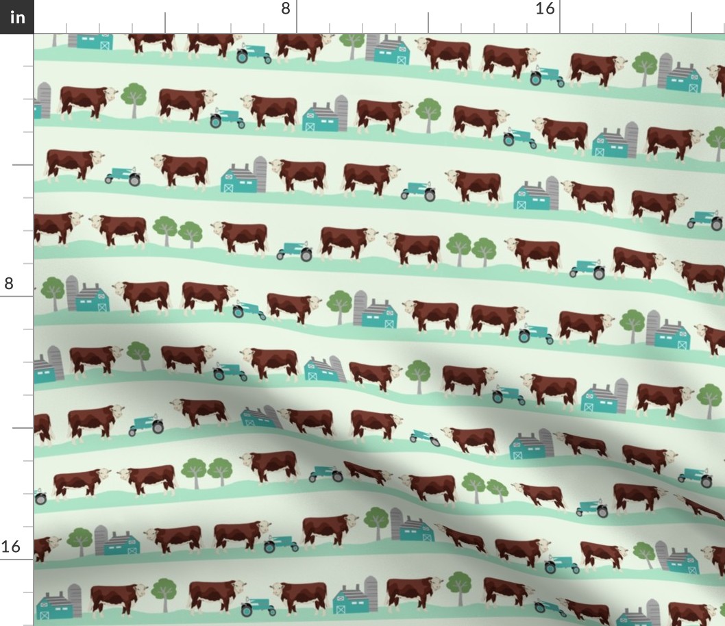 Hereford farm cow pattern cute mint