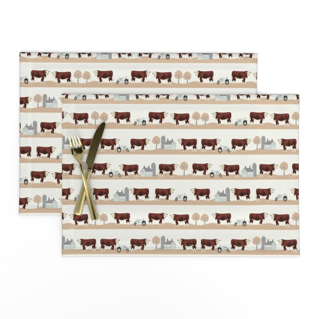 Hereford farm cow pattern cute farm animals beige