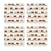 Hereford farm cow pattern cute farm animals beige