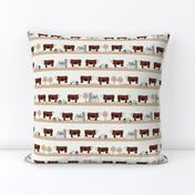 Hereford farm cow pattern cute farm animals beige