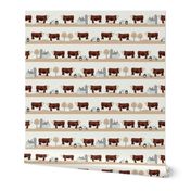 Hereford farm cow pattern cute farm animals beige