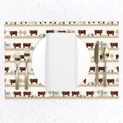 Hereford farm cow pattern cute farm animals beige