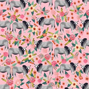 Brahman cow floral fabric pattern pink