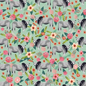 Brahman cow floral fabric pattern mint