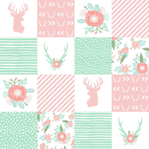 cheater quilt deer antler floral fabric 
