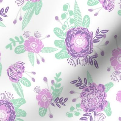 lavender florals floral nursery baby mint and purple fabric 