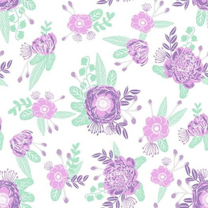 lavender florals floral nursery baby mint and purple fabric 