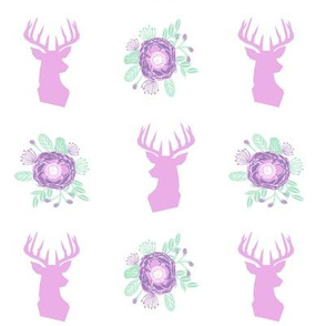 antler deer and floral fabric