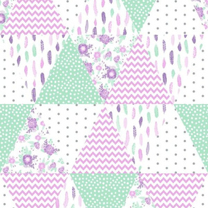 triangle fabric nursery baby mint and purple fabric