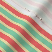 Beach Stripe - Narrow Apricot Ice Ribbons with Aqua and Pink Coral