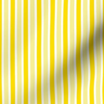 Sunny Morning Stripes - Narrow Icy Cream Ribbons with Daffodil Yellow  and Jersey Butter