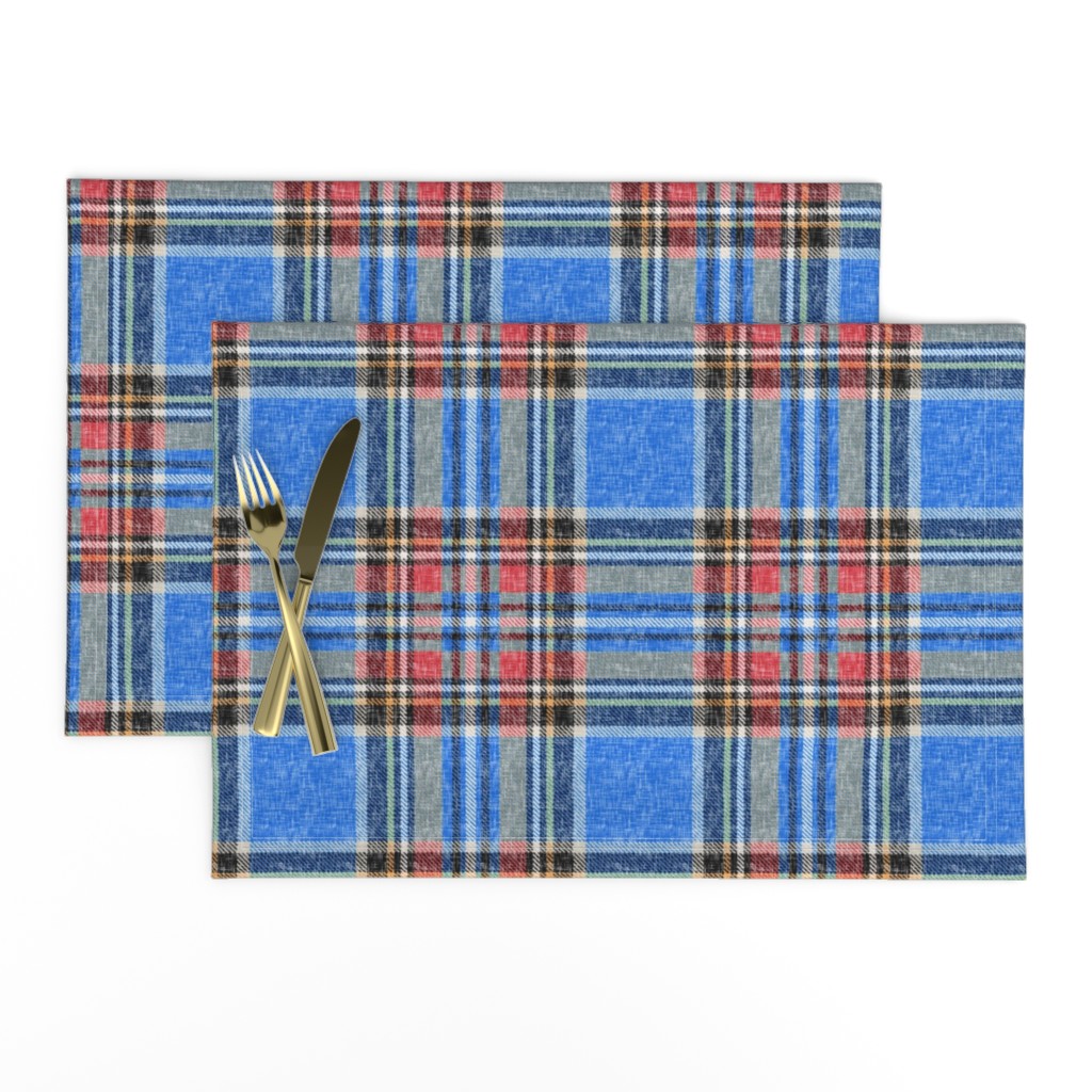 Distressed patriotic blue + red Stewart plaid by Su_G_©SuSchaefer