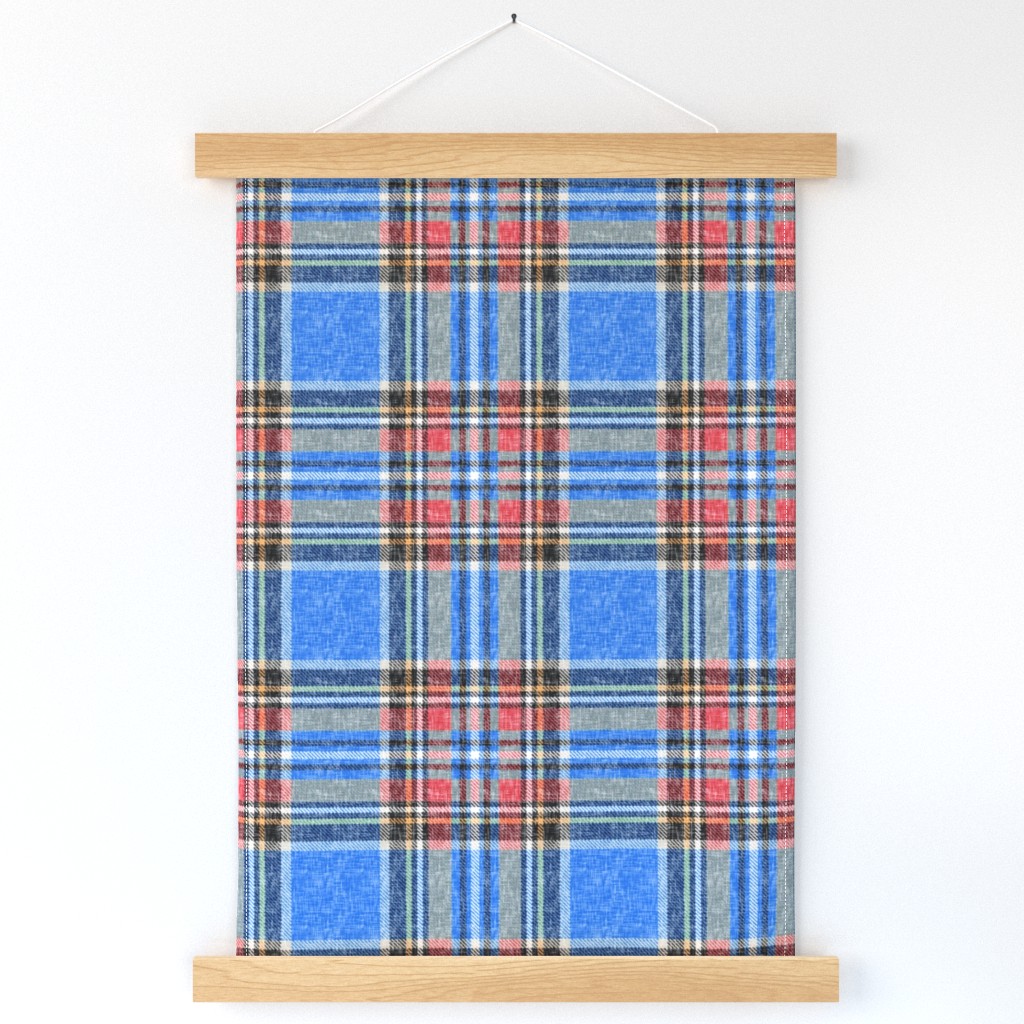 Distressed patriotic blue + red Stewart plaid by Su_G_©SuSchaefer