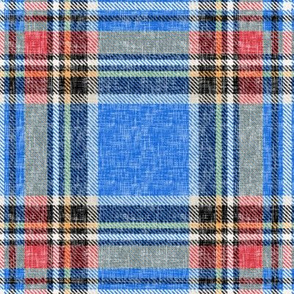 Distressed patriotic blue + red Stewart plaid by Su_G_©SuSchaefer