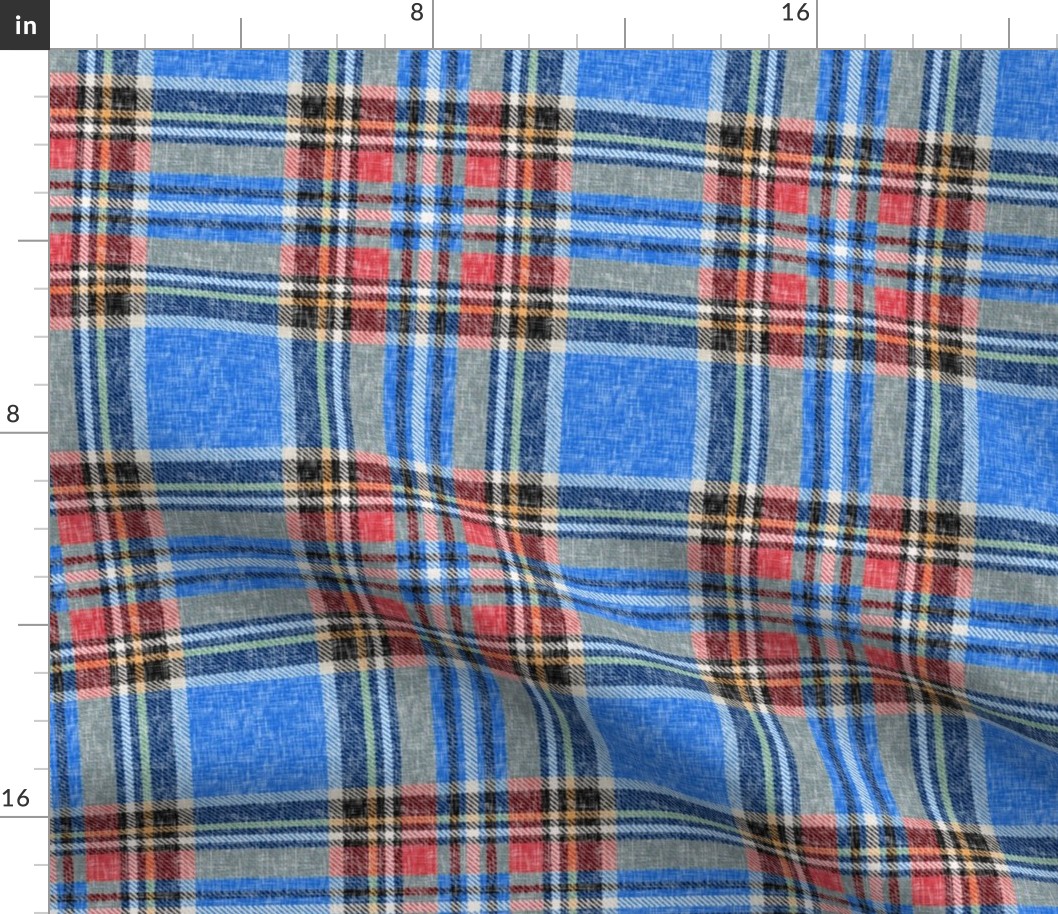 Distressed patriotic blue + red Stewart plaid by Su_G_©SuSchaefer