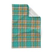 Distressed mustard, orange, turquoise Stewart plaid by Su_G_©SuSchaefer