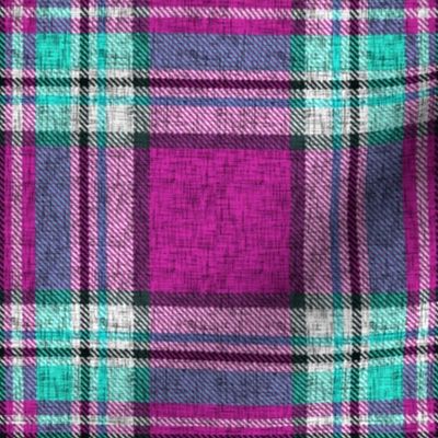 Distressed magenta + turquoise Stewart plaid by Su_G_©SuSchaefer