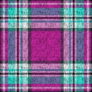 Distressed magenta + turquoise Stewart plaid by Su_G_©SuSchaefer