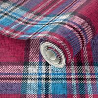 Carmine + blue Stewart plaid linen-weave by Su_G_©SuSchaefer