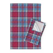 Carmine + blue Stewart plaid linen-weave by Su_G_©SuSchaefer