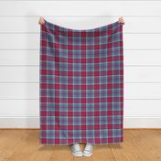 Carmine + blue Stewart plaid linen-weave by Su_G_©SuSchaefer