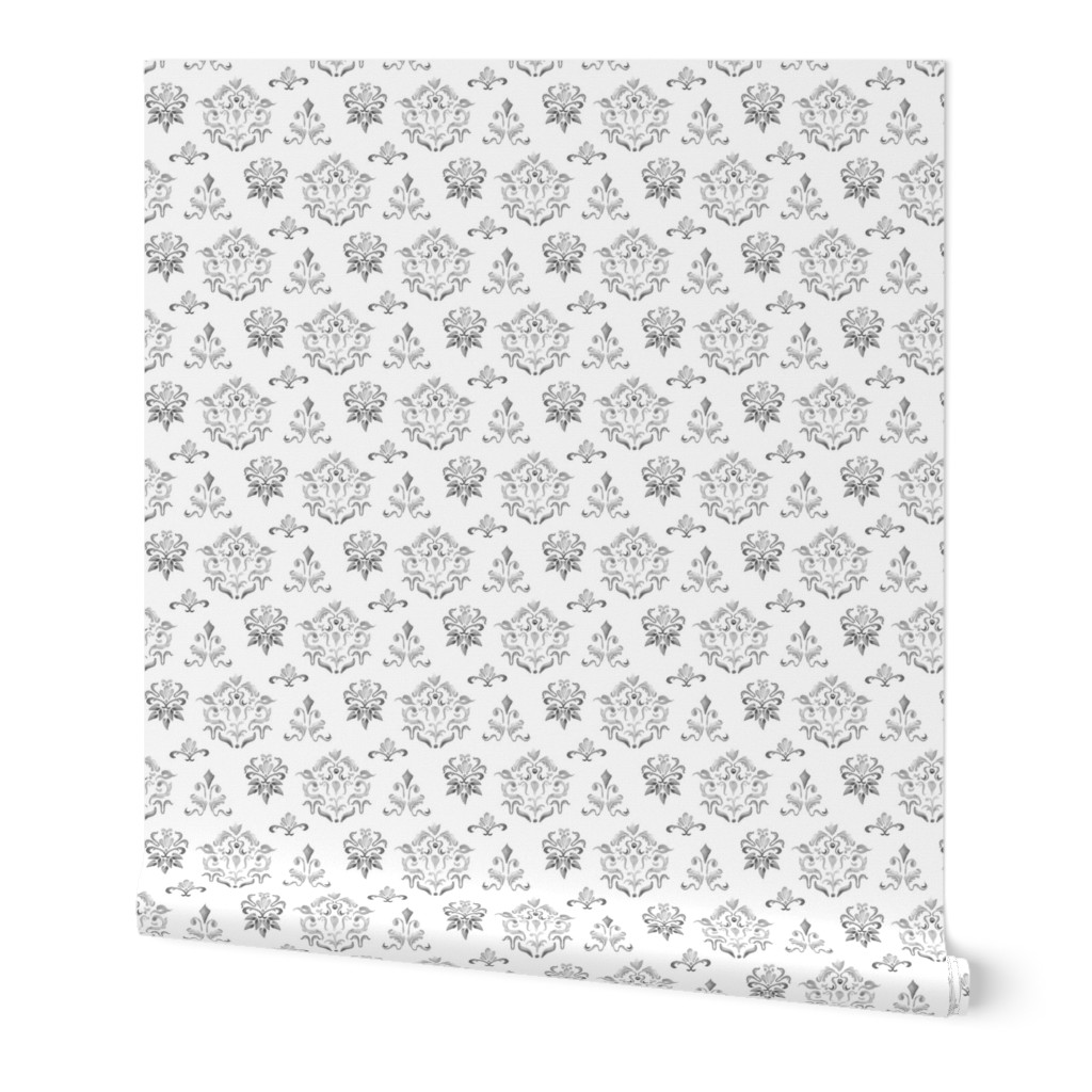 Damask Watercolor || Neutral Home Decor Grey Gray White Traditional  Owl Bird  _ Miss Chiff Designs 