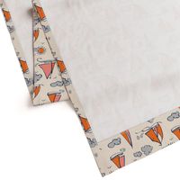 Sunny Sailboats on Cream // nautical sailing boat ships sunny sunshine clouds orange grey pink fabric