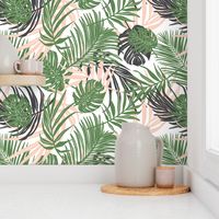 Hideaway - Tropical Palm Leaves White Medium Scale