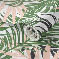 Hideaway - Tropical Palm Leaves White Medium Scale