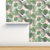 Hideaway - Tropical Palm Leaves White Medium Scale