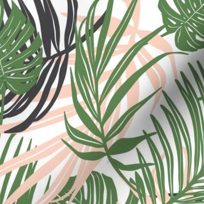 Hideaway - Tropical Palm Leaves White Medium Scale