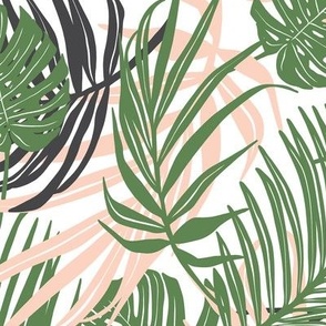 Hideaway - Tropical Palm Leaves White Medium Scale