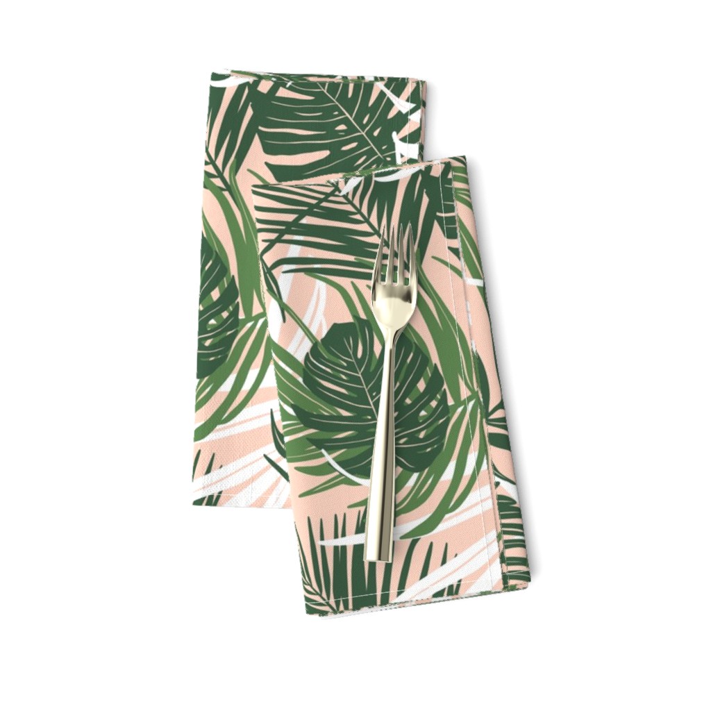 Hideaway - Tropical Palm Leaves Blush Pink Medium Scale