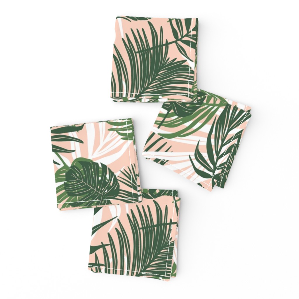 Hideaway - Tropical Palm Leaves Blush Pink Medium Scale