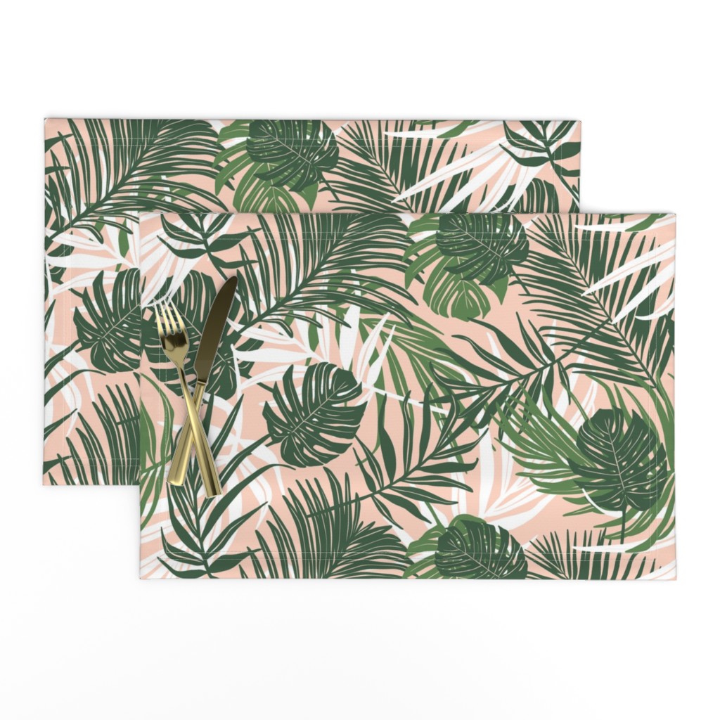 Hideaway - Tropical Palm Leaves Blush Pink Medium Scale