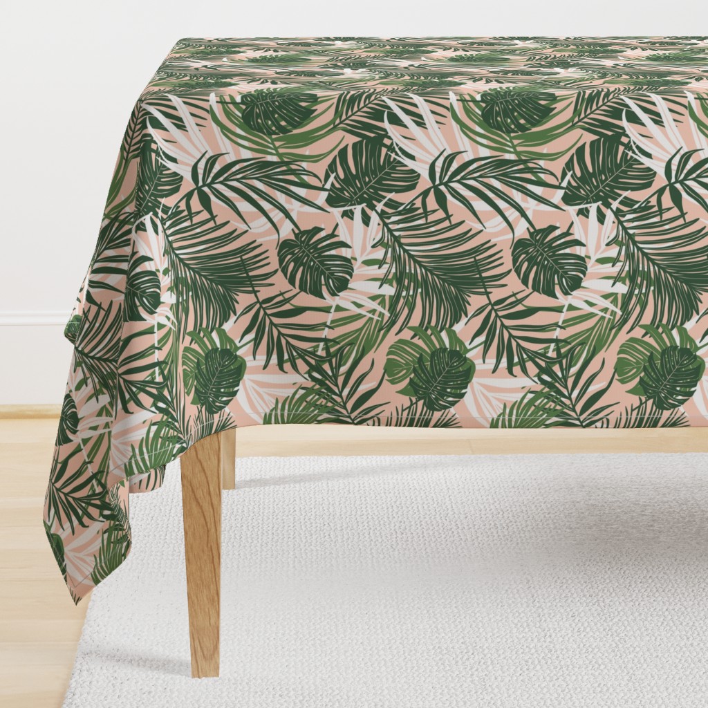 Hideaway - Tropical Palm Leaves Blush Pink Medium Scale