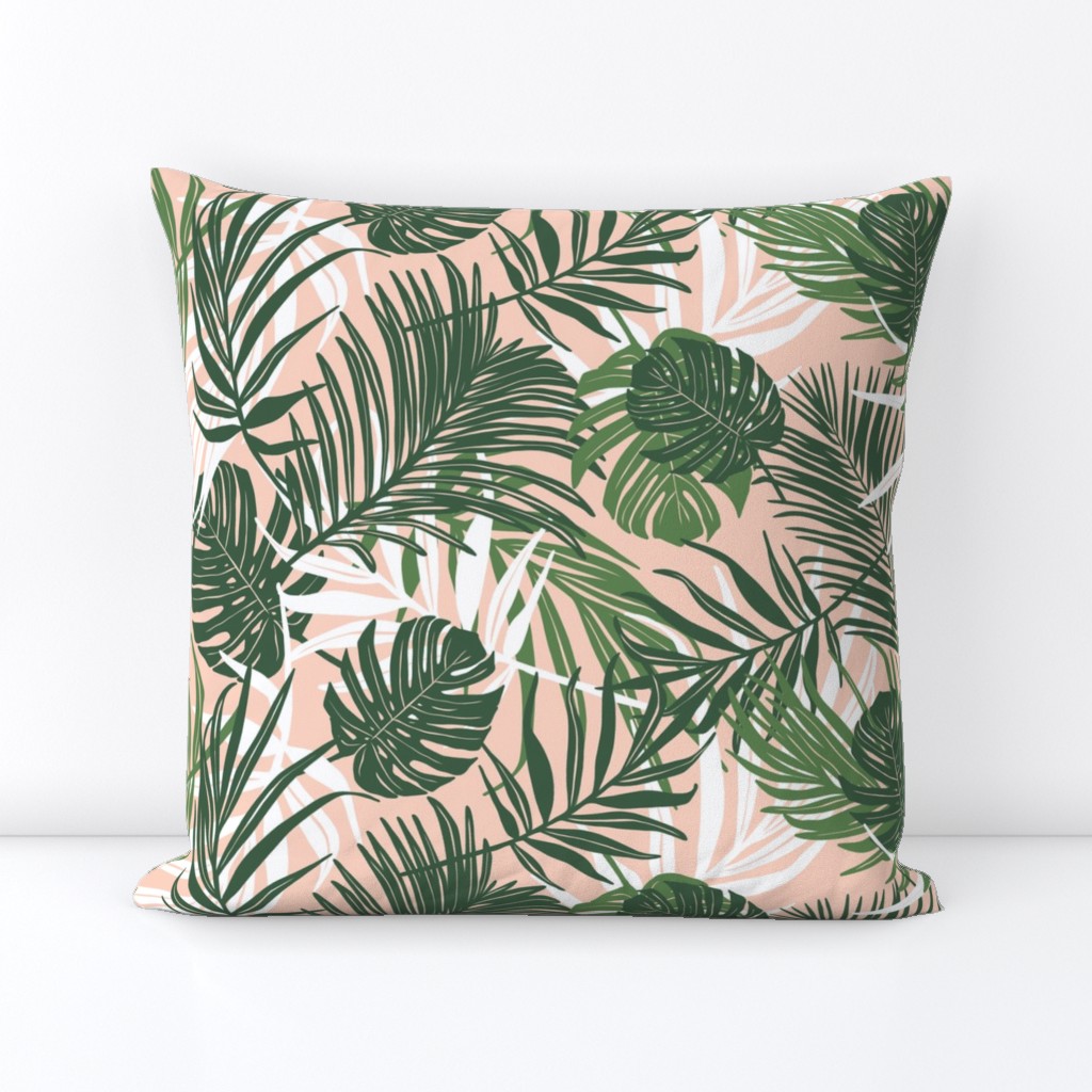 Hideaway - Tropical Palm Leaves Blush Pink Medium Scale