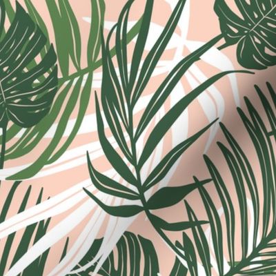 Hideaway - Tropical Palm Leaves Blush Pink Medium Scale